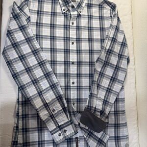 Michael Kors Navy and White Checkered Button Down Shirt